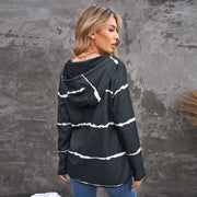 women's striped hooded sweater, view 3 - MRSLM