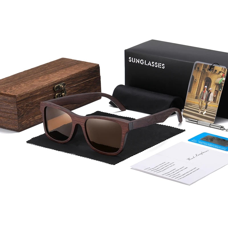 natural bamboo polarized sunglasses, view 3 - MRSLM