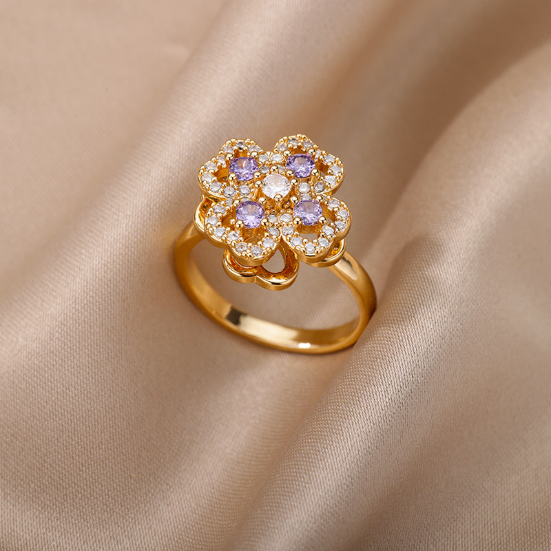 heart and clover adjustable women's ring, view 7 - MRSLM