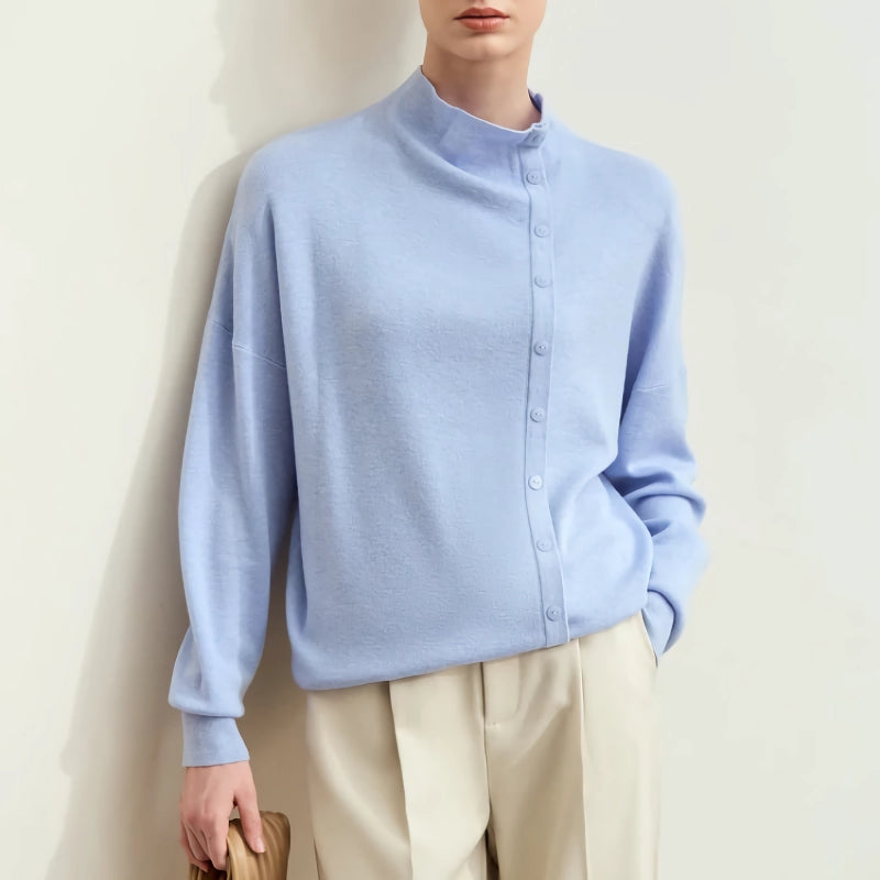 asymmetrical mock neck sweater, view 3 - MRSLM