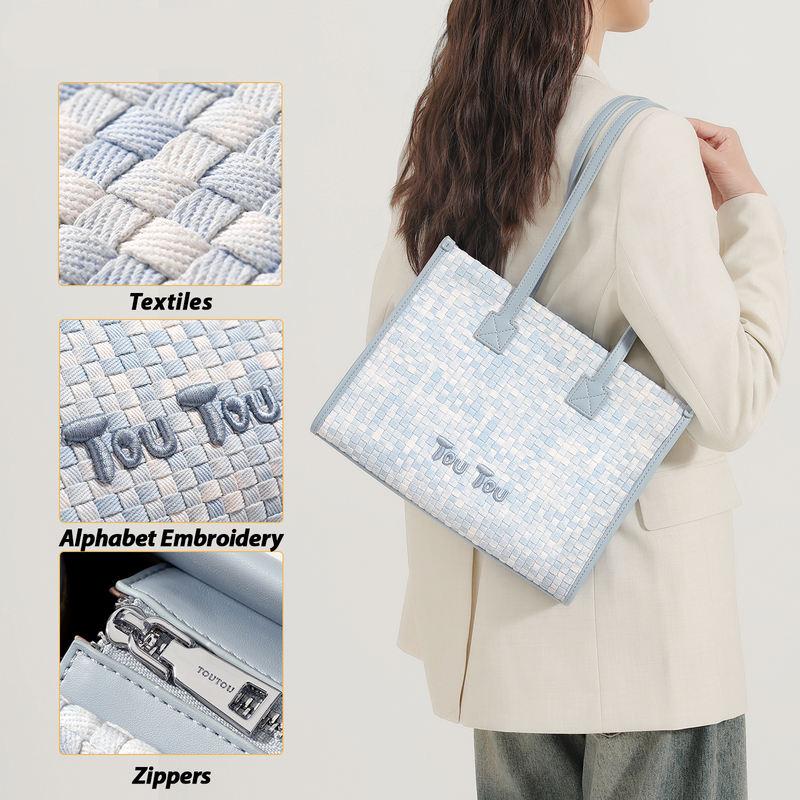 large capacity gradient weave tote bag, view 3 - MRSLM