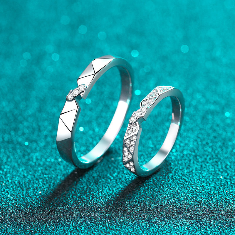 couple sterling silver ring his and hers, view 2 - MRSLM