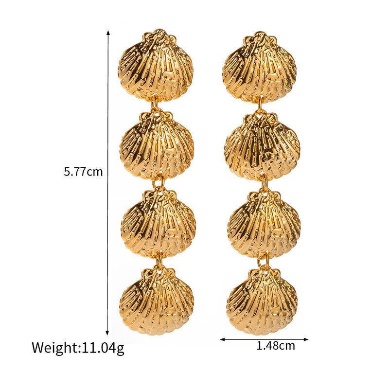gold plated shell earrings, view 2 - MRSLM