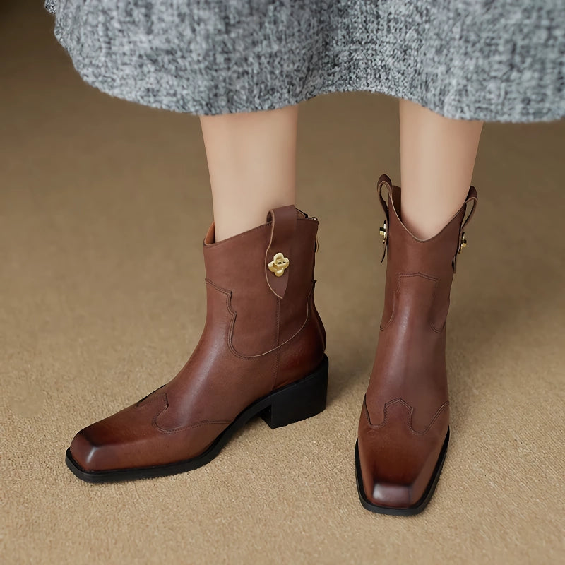 women's retro leather ankle boots, view 4 - MRSLM