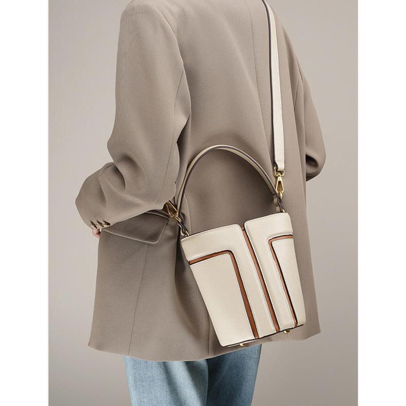 leather bucket shoulder bag, view 10 - MRSLM
