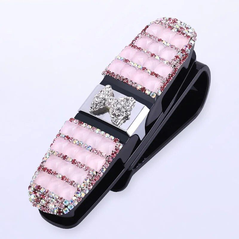 rhinestone flower car sunglass holder, view 13 - MRSLM