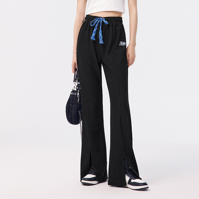 trendy flared split pants for women, view 3 - MRSLM