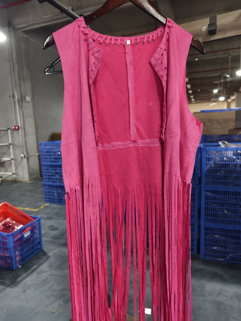 women's suede tassel vest coat, view 8 - MRSLM