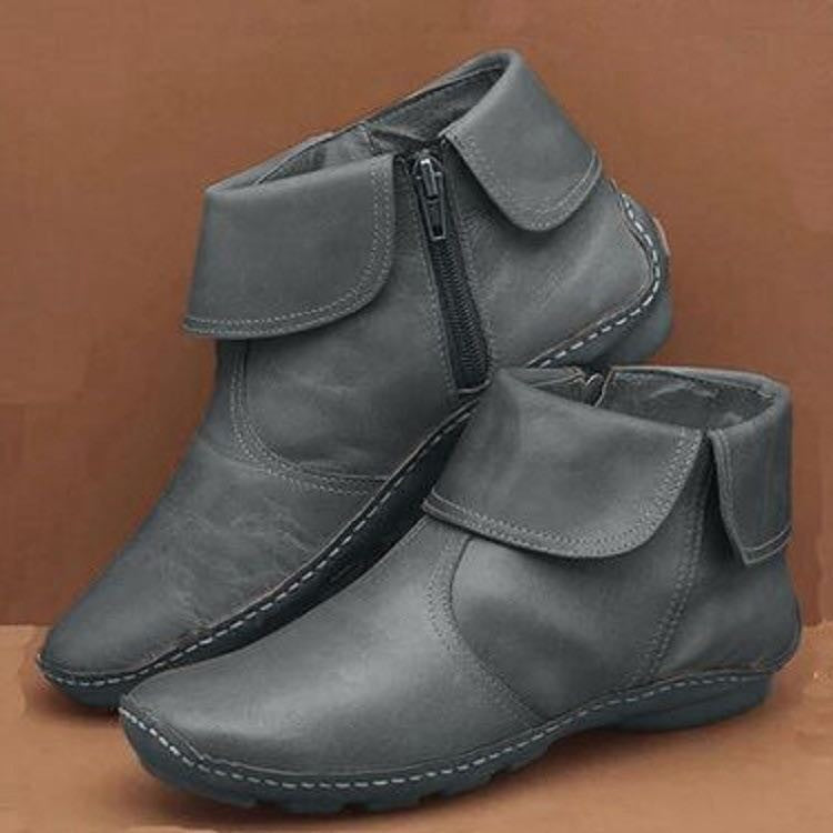 Women's flat fold-over ankle boots, view 4 - MRSLM