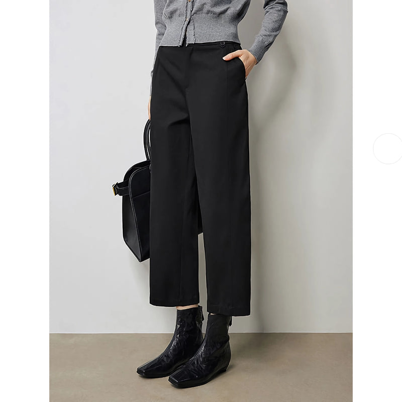 women's ankle-length black casual pants, view 4 - MRSLM