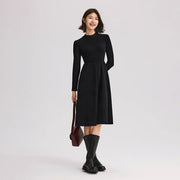 winter corduroy patchwork midi dress, view 7 - MRSLM