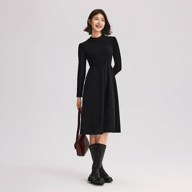 winter corduroy patchwork midi dress, view 7 - MRSLM