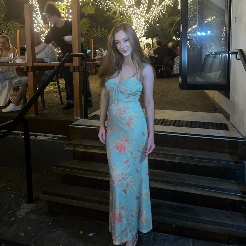 Printed long slip dress, view 6 - MRSLM