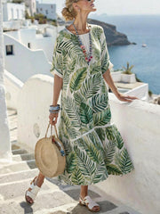 digital-print pleated maxi dress, view 8 - MRSLM