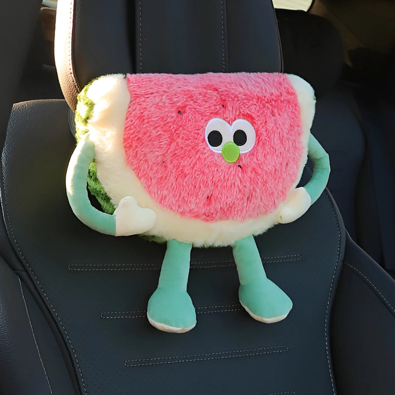 watermelon car headrest and lumbar pillow, view 3 - MRSLM