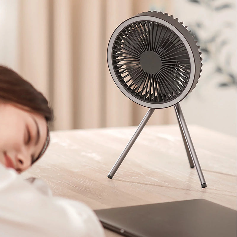 rechargeable camping fan with LED light, view 12 - MRSLM