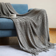Nordic knit tassel throw blanket, view 7 - MRSLM