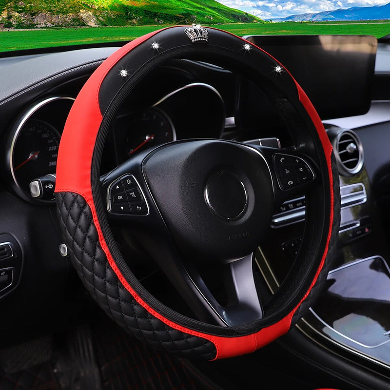 luxury diamond crown steering wheel cover, view 4 - MRSLM