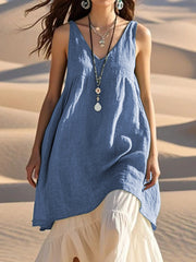 sleeveless v-neck beach dress, view 6 - MRSLM