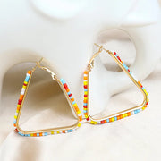 colorful beaded triangle hoop earrings, view 6 - MRSLM