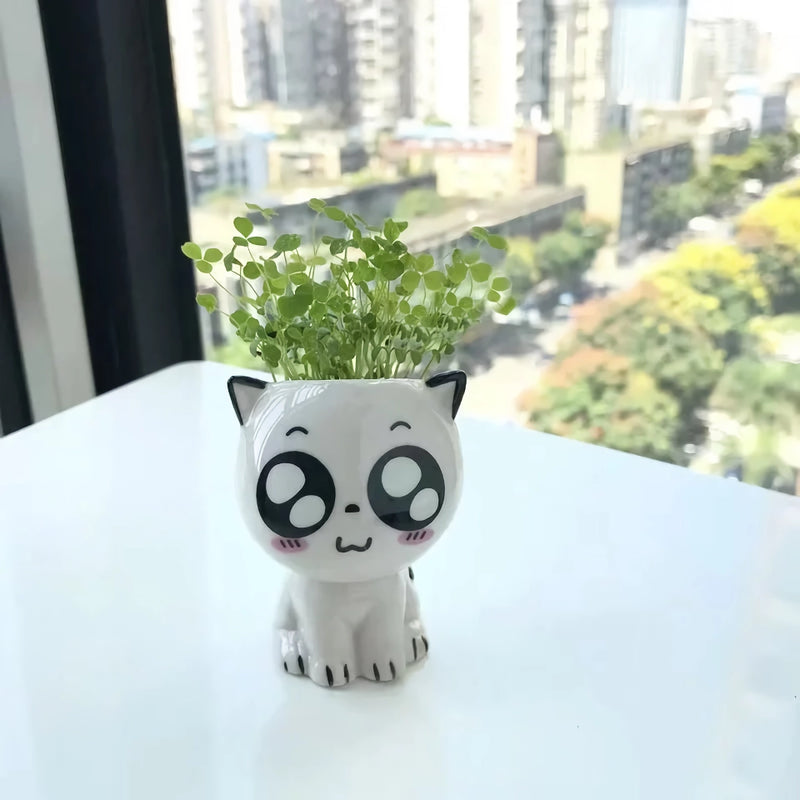 cat ceramic plant pot, view 3 - MRSLM