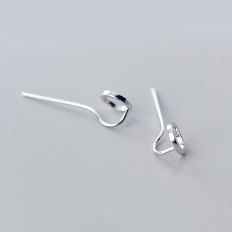 geometric round hollow silver earrings, view 2 - MRSLM