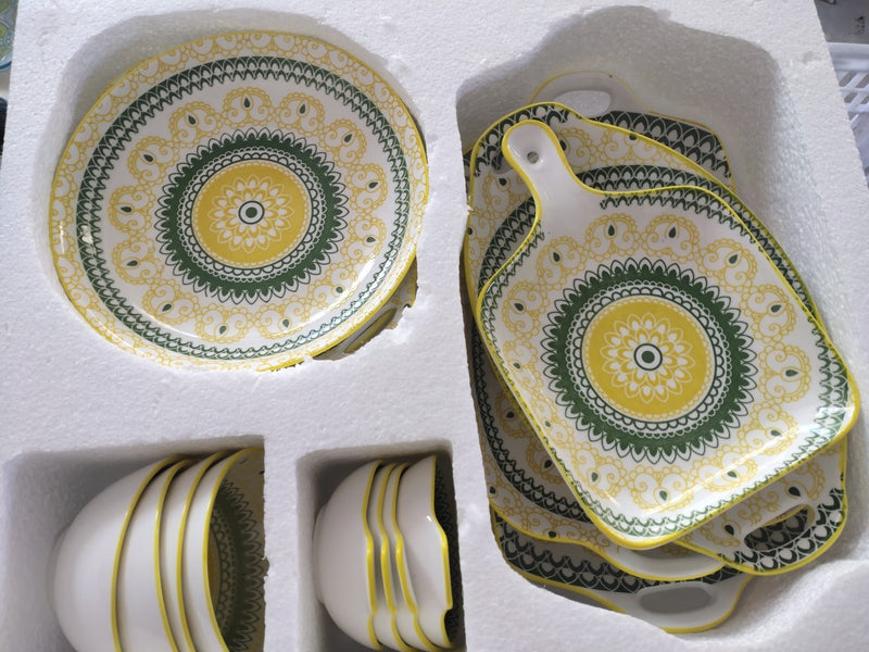 bohemian ceramic plates and bowls set, view 4 - MRSLM