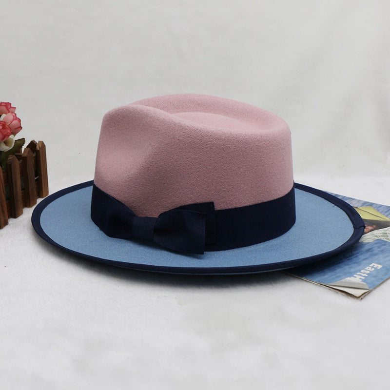 dual-color felt fedora hat, view 5 - MRSLM