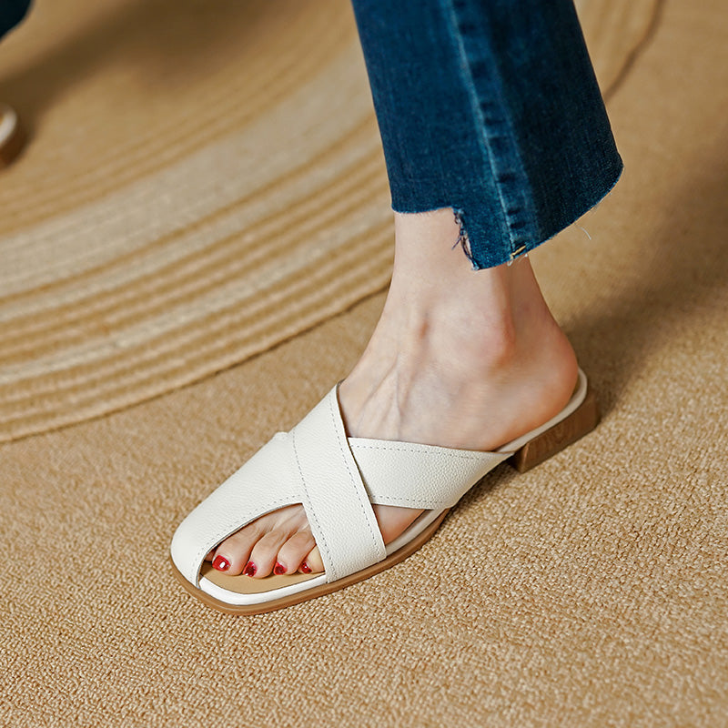 genuine leather rome style mules, view 7 - MRSLM