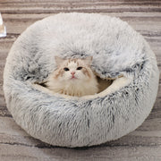 cozy round plush cat bed, view 8 - MRSLM