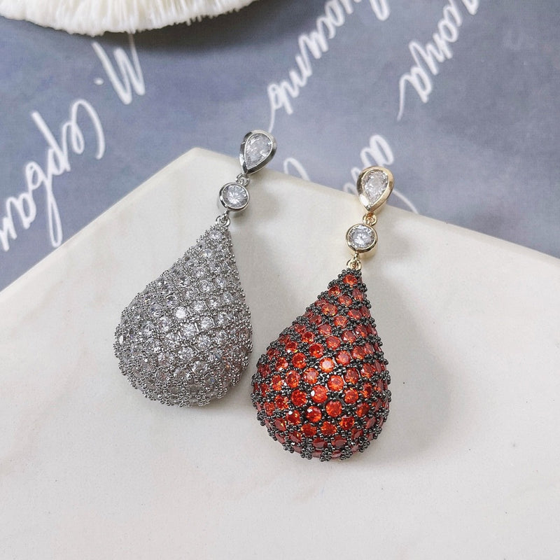 micro inlaid water drop earrings - MRSLM