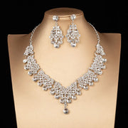 Crystal bridal jewelry set with choker, earrings and tiara, view 9 - MRSLM