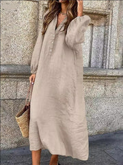 retro cotton linen swing dress, view 5 - MRSLM