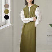 Women's V-neck sleeveless waistcoat dress, view 2 - MRSLM