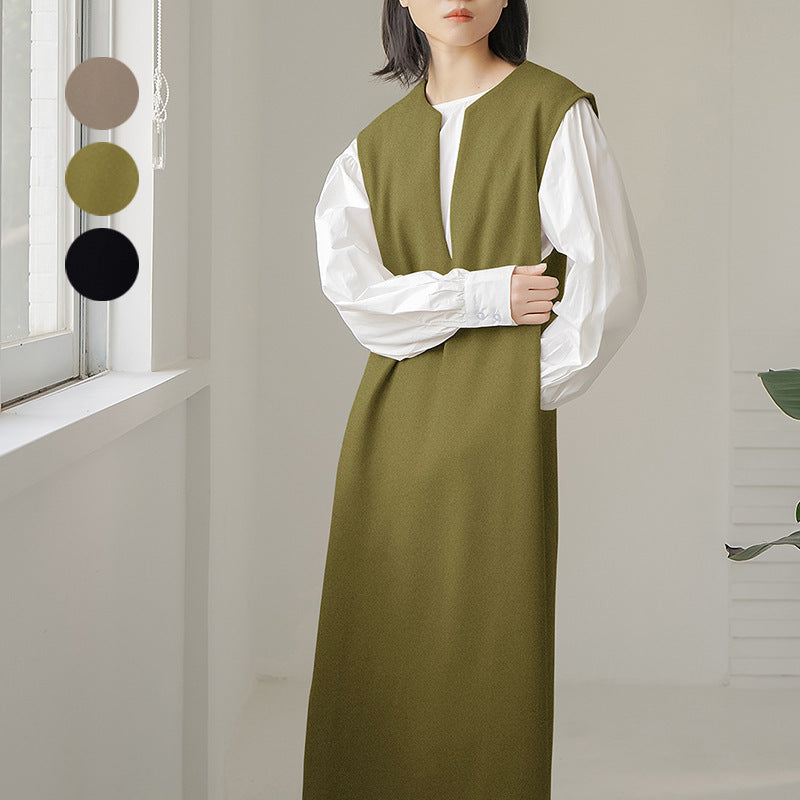 Women's V-neck sleeveless waistcoat dress, view 2 - MRSLM