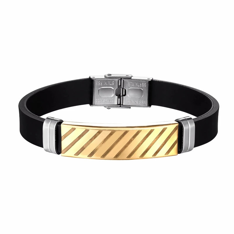 geometric stripe cuff bracelet, view 4 - MRSLM