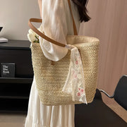 Handmade large woven straw tote bag, view 5 - MRSLM