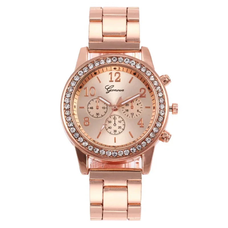 diamond rose gold women's quartz watch, view 2 - MRSLM