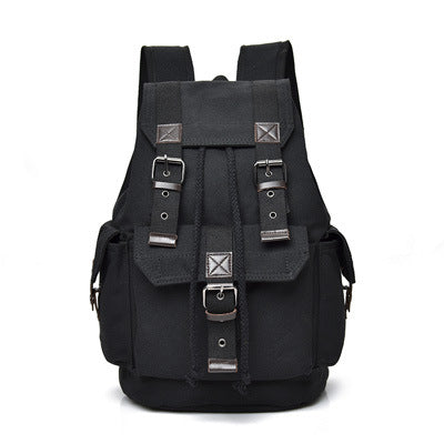 retro canvas large capacity backpack, view 3 - MRSLM