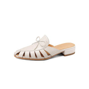 summer leather mules with low square heel, view 2 - MRSLM