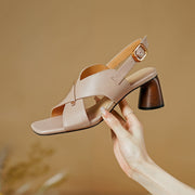 leather high heel sandals, view 7 - MRSLM