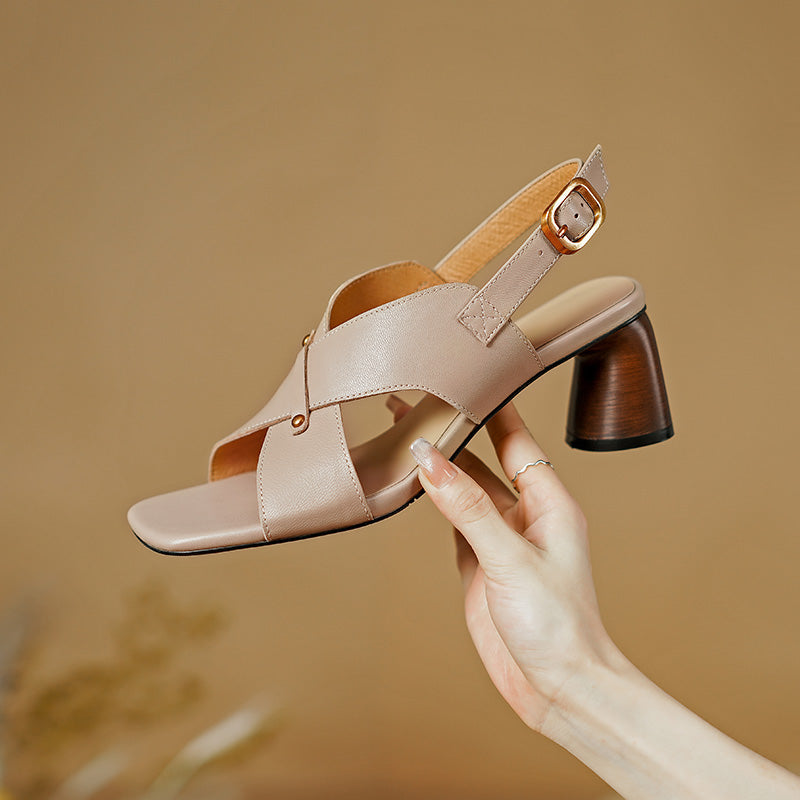 leather high heel sandals, view 7 - MRSLM