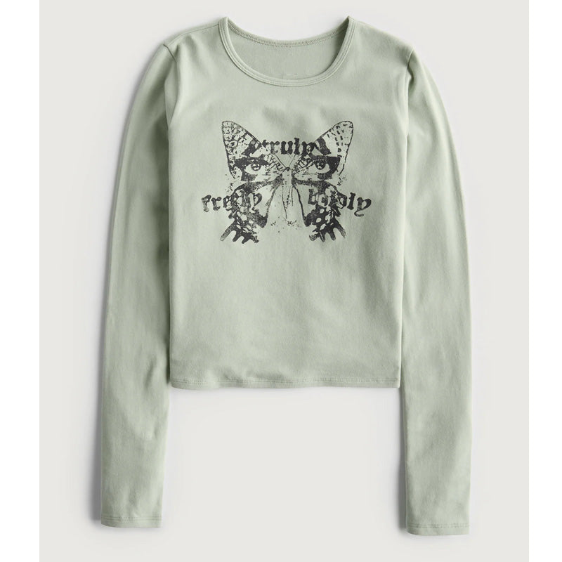 women's vintage print long sleeve t-shirt, view 9 - MRSLM