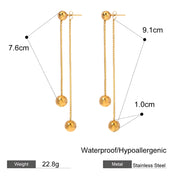 gold pvd stainless steel round ball stud earrings, view 8 - MRSLM