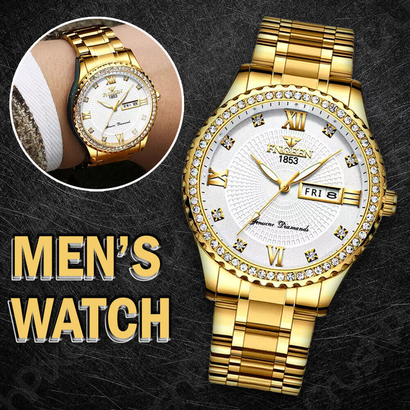 men's gold stainless steel quartz watch - MRSLM