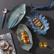 Japanese leaf-shaped ceramic plate - MRSLM