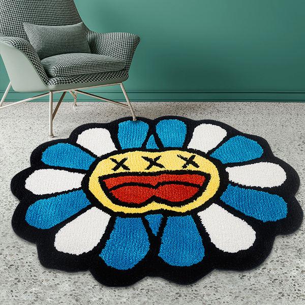 colorful smiling face tufted rug - MRSLM