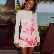 Slim flower long sleeve dress, view 3 - MRSLM
