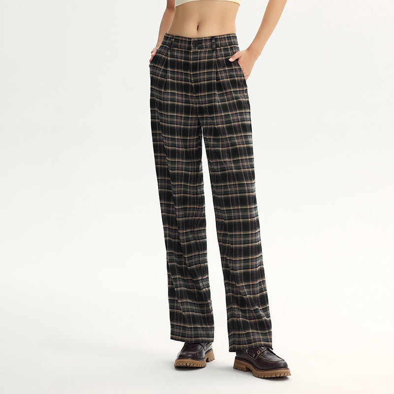 women's wide-leg plaid suit pants, view 5 - MRSLM
