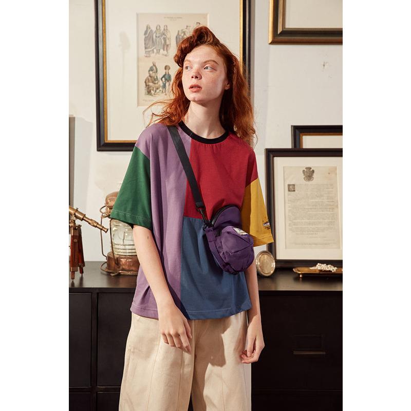 Color block cotton tee with embroidered cuffs, view 4 - MRSLM